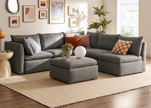 Miniatura 35 de mopio Sofá Seccional Modular de Gran Tamaño con Fundas Completamente Extraíbles y Almacenamiento, Convertible en Forma de U, en Forma de L
