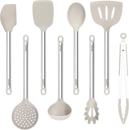Miniatura 15 de Vayvnt Juego de utensilios de cocina de silicona para utensilios de cocina antiadherentes, juego de 4 espátulas de silicona y cuchara con mango