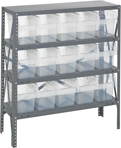 Miniatura 416 de Quantum QSBU-245BK Heavy Duty Shelving Unit with (7) Shelves and (24) QUS245 Black Bins for Garage Warehouse Storage Distribution 400 lb Load