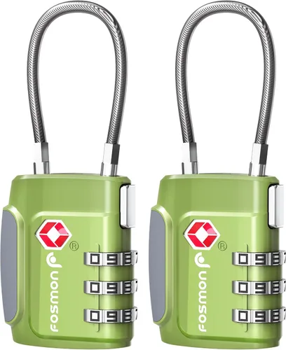 Miniatura 17 de Fosmon Cerraduras de cable aprobadas por la TSA para equipaje, maleta, cerradura de caja de pistola con botón de liberación a presión, cerradura