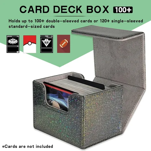 Miniatura 2 de Dmoicols Caja de almacenamiento de tarjetas coleccionables de cuero, caja horizontal individual (punto negro brillante)