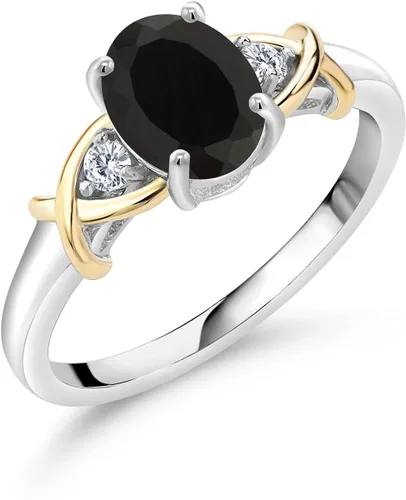 Miniatura 32 de Anillo de compromiso de oro amarillo de 10 quilates y plata 925 con piedra natal y diamantes cultivados en laboratorio para mujer, ovalado de 0.315