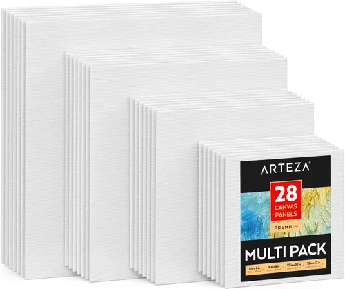Miniatura 14 de ARTEZA Paneles de lienzo para pintar, 28 piezas, 5 x 7, 8 x 10, 9 x 12, 11 x 14 pulgadas, algodón, imprimados en yeso, suministros de arte