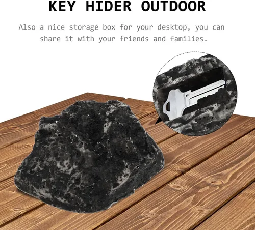 Miniatura 2 de Vaguelly Caja oculta de llaves de piedra falsa para exteriores, resina para ocultar una llave, almacenamiento seguro para casa, jardín, decorativo