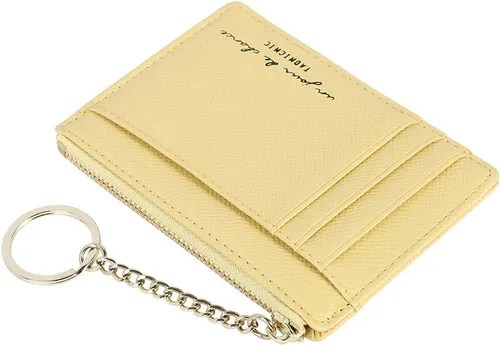Miniatura 5 de Cartera delgada y minimalista para mujer, con 8 tarjetas, monedero, llavero con bolsillo frontal