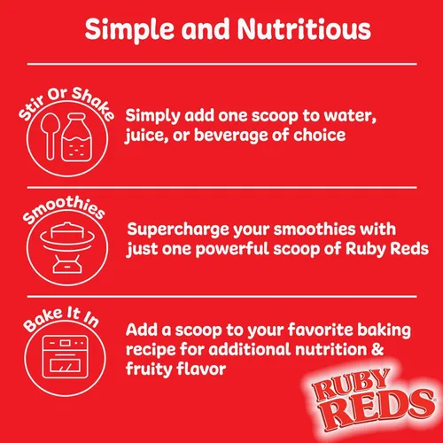 Miniatura 6 de Ruby Reds Deliciosos rojos en polvo de frutas y verduras suplemento con potentes vitaminas, minerales, enzimas, hierbas, nutrientes y probióticos