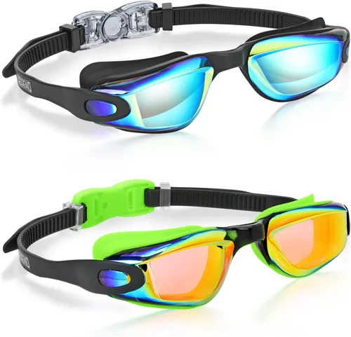 Miniatura 9 de Aegend - Gafas de natación de 2 unidades, gafas de natación para niños, niños y niñas de 3 a 14 años Azul y verde claro