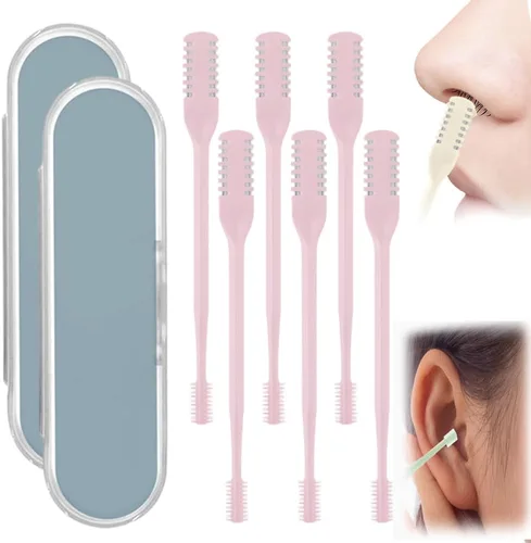 Miniatura 8 de AprYew Cortador de pelo nasal 2 en 1, recortador de vello nasal para hombres y mujeres, herramienta de extracción manual portátil de 360° con Beige