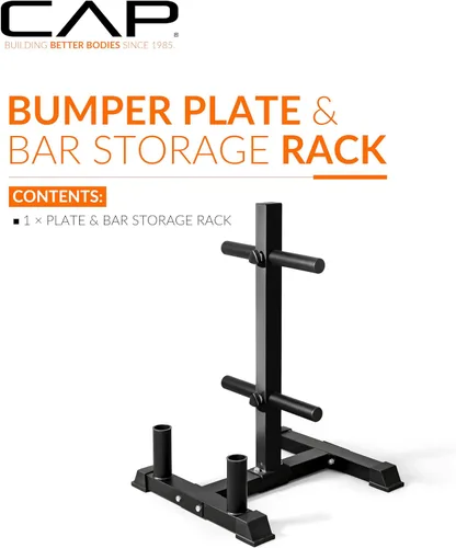 Miniatura 2 de CAP Olympic Bumper Plate Tree Rack with Barbell Holders, Heavy-Duty Weight Plate Storage Rack for Home Gym, Steel Olympic Plate Organizer Stand