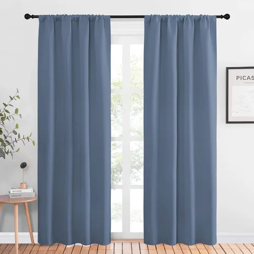 Miniatura 2 de NICETOWN 2 paneles de cortinas opacas de 42 x 84 pulgadas de largo con bolsillo para barra con 4 paneles de 42 x 16 pulgadas de largo, cenefas