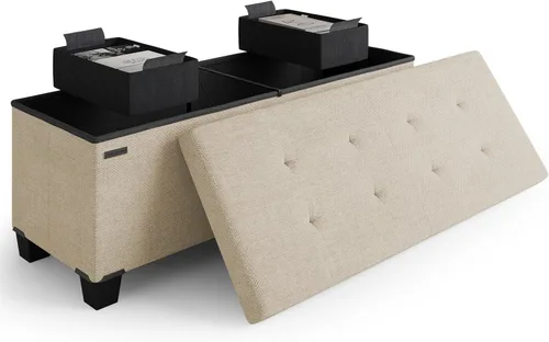 Miniatura 37 de Cubo otomano de almacenamiento con cubo pequeño, otomana cuadrada de 15 pulgadas con almacenamiento para sala de estar y dormitorio, reposapiés