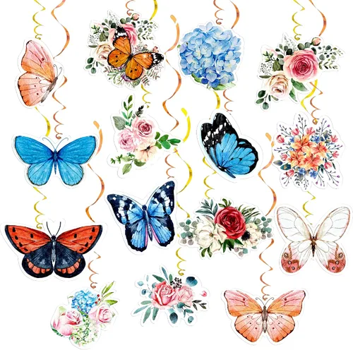 KatchOn, Remolinos colgantes de mariposa tropical, paquete de 30, no se puede hacer tú mismo, remolinos colgantes de mariposa de primavera,