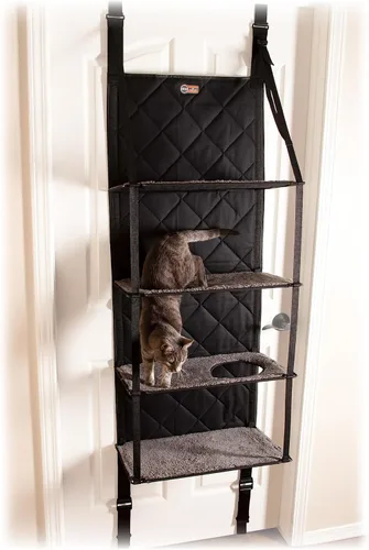 K&H Pet Products Árbol colgante para gatos montado en puerta, muebles de pared para gatos, percha de pared de varios niveles, cama hamaca que ahorra