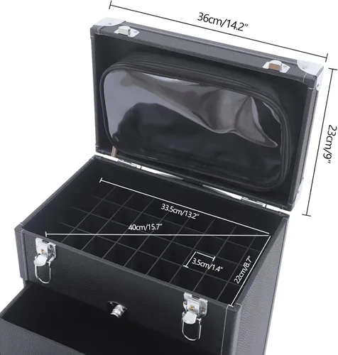 Miniatura 5 de DYRABREST Estuche de tren de maquillaje profesional con cerradura, estuche organizador de viaje de maquillaje de gran capacidad, con ruedas