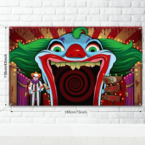 Miniatura 2 de Decoraciones de payaso de Halloween, telón de fondo de carnaval, pancarta de Halloween, payaso espeluznante, fotografía de fondo para terror, circo