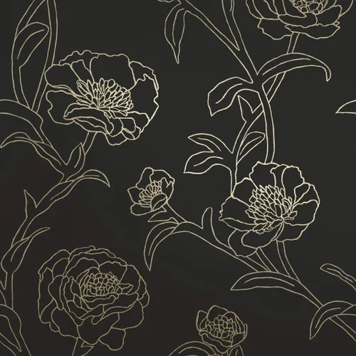 Miniatura 10 de Tempaper Papel tapiz floral extraíble con despegar y pegar de peonías metálicas en blanco y negro, 20.5 pulgadas x 16.5 pies, fabricado