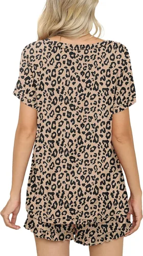 Miniatura 6 de PrinStory Conjunto de pijama para mujer, conjunto de pijama de manga corta, suave, pantalones cortos con bolsillos