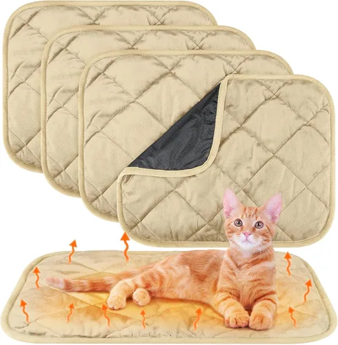 Miniatura 16 de Paquete de 4 Almohadillas Autocalentables para Gatos, Alfombrilla Autocalentable para Perros que Refleja el Calor Corporal, Almohadilla Térmica