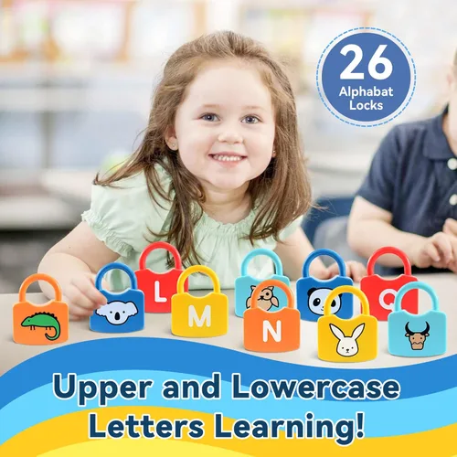 Miniatura 2 de Juguetes de aprendizaje del alfabeto, juguete de candado y llave para niños pequeños de 2 a 4 años, actividades de aprendizaje preescolar, elementos