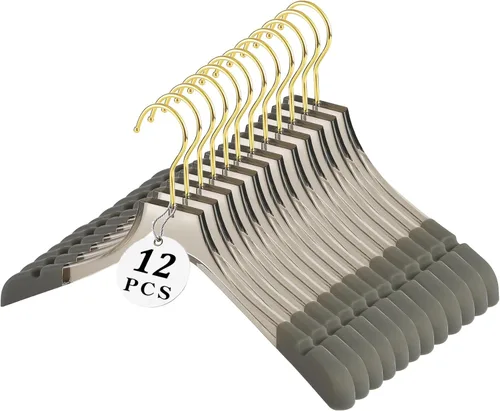 Miniatura 8 de Besser - Perchas acrílicas de lujo de 15 pulgadas, paquete de 6 perchas acrílicas doradas con hombros anchos para abrigo, perchas antideslizantes
