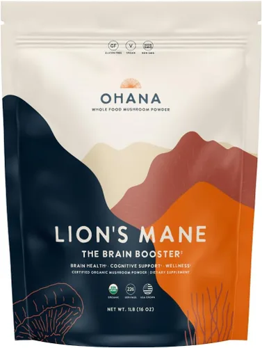 Miniatura 9 de Ohana Lion's Mane, mezcla de polvo de hongos orgánicos, suplemento orgánico de hongos integrales USDA, sin OMG, sin gluten, bolsa de 1 libra