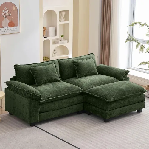 Miniatura 43 de Oprisen Sofá Seccional Modular, Cómodo Cloud Couch Sofá Seccional, Sofá Cama de Chenilla con Asiento Profundo con Almohadas Decorativas para Sala
