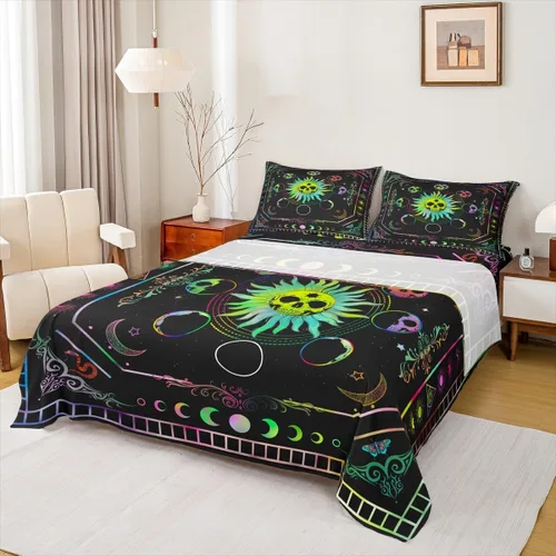 Miniatura 17 de Erosebridal Southwestern - Juego de sábanas y fundas de almohada, juego de sábanas azteca bohemio, diseño hippie de cachemira, tamaño individual
