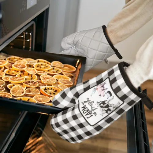 Miniatura 3 de Bencailor 6 piezas de toallas de cocina de granja, guantes de horno y soportes para ollas, paños decorativos para cocina, té, antideslizantes, blanco