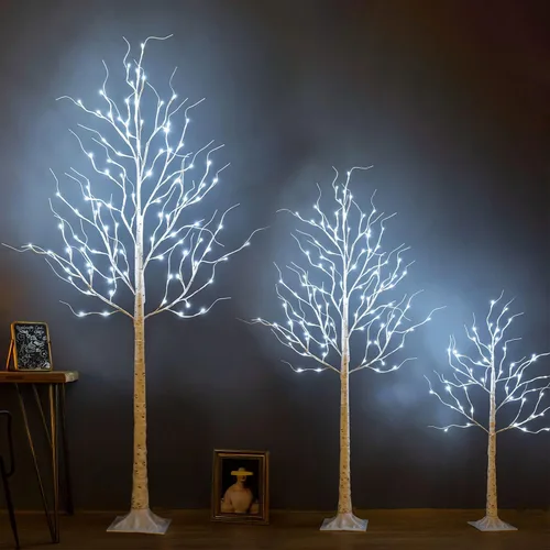 Miniatura 8 de Árbol de abedul iluminado, 48 luces LED de abedul para interiores y exteriores, luz de árbol de ramita artificial de 9 modos, temporizador