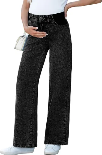 Miniatura 10 de BLENCOT Vaqueros de maternidad para mujer de cintura alta con pierna recta, pantalones de embarazo de mezclilla con bolsillos