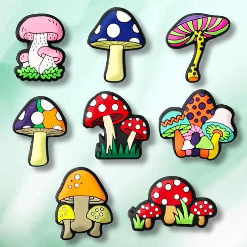Miniatura 3 de 25 35 dijes para zapatos de hongos para sandalias de zuecos, accesorios coloridos para zapatos de hongos para mujeres y adultos