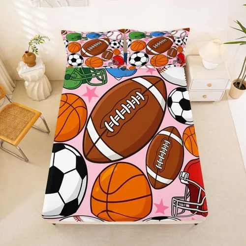 Miniatura 18 de Juego de sábanas para niños, bonito juego de ropa de cama con estampado de llama de dibujos animados y alpaca, sábana bajera ajustable para niños