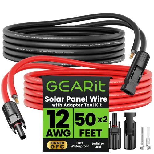 Miniatura 8 de GEARit Cable de extensión de panel solar de calibre 10 de 50 pies cada uno (100 pies en total) con conectores MC4 macho a hembra, kit