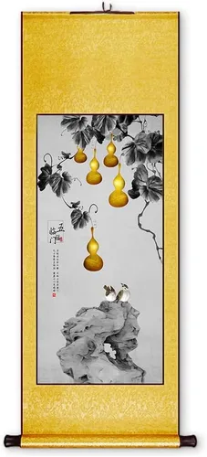 Miniatura 18 de Xzhipeng Pergamino Pintura colgante vertical Flor pájaro Pintura china Porche Pasillo Pasillo Pintura colgante Pergamino Sala de estar Comedor