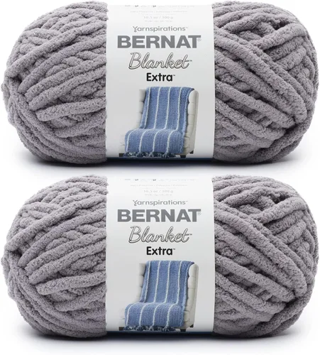 Miniatura 22 de Bernat - Estambre para mantas Extra Negro, 2 paquetes de 300g/10.5 onzas, poliéster, #7, jumbo, tejido de punto/ganchillo