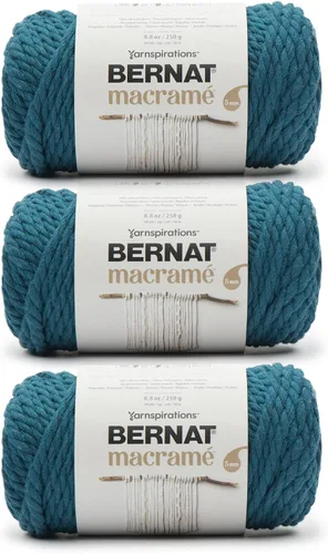 Miniatura 13 de Bernat - Hilo para macramé color negro, paquete de 3 de 250 g/8.8 oz - Algodón - #6 súper esponjoso - Tejido de punto, ganchillo y manualidades
