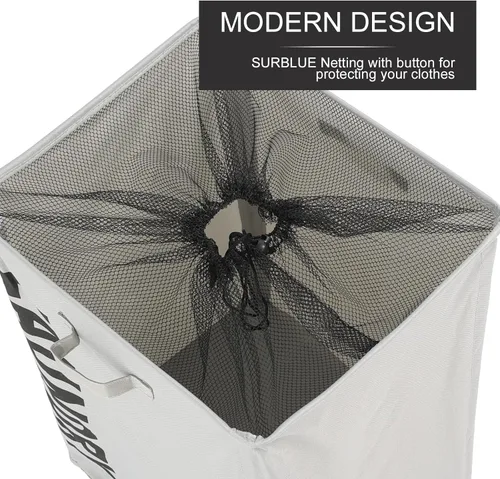 Miniatura 4 de Surblue Cesta para la ropa sucia delgada con ruedas, cesta plegable para la ropa sucia con asa, contenedores de almacenamiento en las esquinas