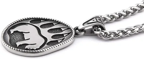 Miniatura 3 de BAVIPOWER Collar con colgante de pata de oso con patrón de nudo celta de acero inoxidable, collar escandinavo nórdico auténtico, joyería vikinga