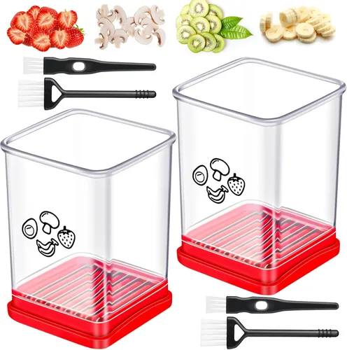 Ponpon Rebanador de frutas, rebanador de tazas de acero inoxidable, cortador de verduras para huevos de plátano y fresa, ensalada de preparación