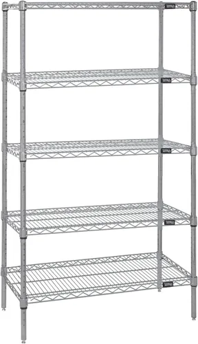 Miniatura 47 de Quantum Storage Systems WR74-1824BK Kit de inicio para estantería de alambre de 4 niveles de altura de 74 pulgadas, acabado negro, 18 pulgadas