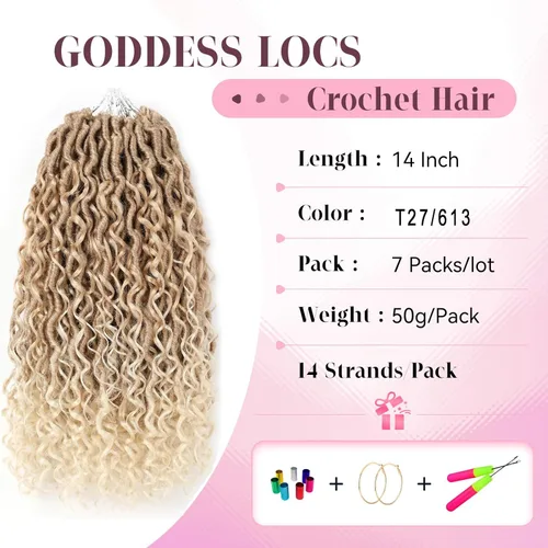 Miniatura 2 de Aipin Goddess Locs - Cabello de ganchillo de 14 pulgadas, estilo locs de río bohemio, hippie, ondulado, con cabello rizado en medio y puntas