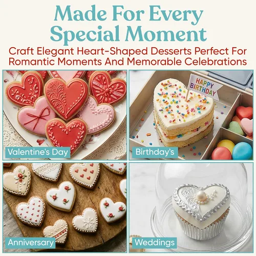 Miniatura 9 de Bakerpan Juego de 6 cortadores de galletas con forma de corazón de acero inoxidable para galletas, galletas, fondant, sándwiches y decoración