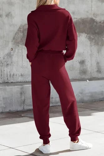 Miniatura 2 de PRETTYGARDEN Conjunto de suéter de 2 piezas para mujer, sudadera con cremallera, pantalones deportivos, ropa casual