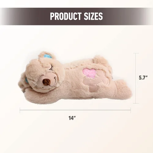Miniatura 7 de PetPrime - Juguete de peluche de conejo de peluche para perro, con bolsa más cálida, juguete suave para aliviar la ansiedad del cachorro, latido