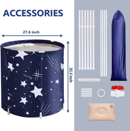 Miniatura 2 de BESTHLS Bañera Plegable Portátil para Remojo, Tina de Baño Ecológica para Cabina de Ducha (Cielo Azul -1)