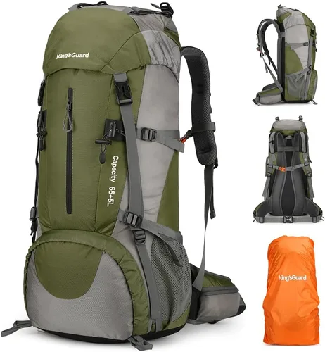 Miniatura 13 de King'sGuard Mochila de senderismo de 70L con cubierta de lluvia, mochila de viaje impermeable ligera para acampar, mochila grande Azul (deepblue)