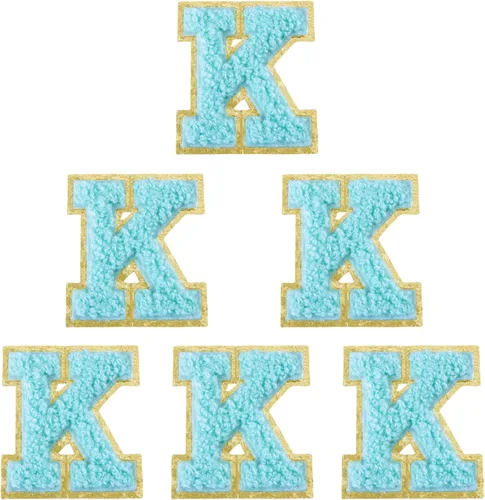 Miniatura 196 de 6 piezas de parches de letras de chenilla autoadhesivas, parches de letras preppy de 2 pulgadas para bolsos, ropa y sombreros, grandes pegatinas