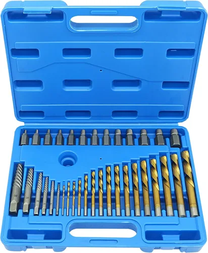 GMTOOLS Kit Extractor de Tornillos Helicoidales y Pernos de 35 Piezas, Kit de Remoción Fácil con Broca de Mano Izquierda Extractor Multi-estriado