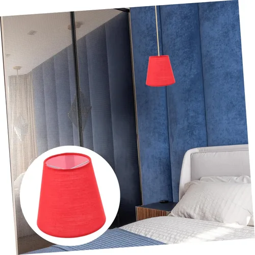 Miniatura 5 de Housoutil Pantalla de tela rústica, lámpara de mesa rústica, mini clips, lámpara de papel, pantalla de lámpara, pantallas con clip en tambor, Rojo