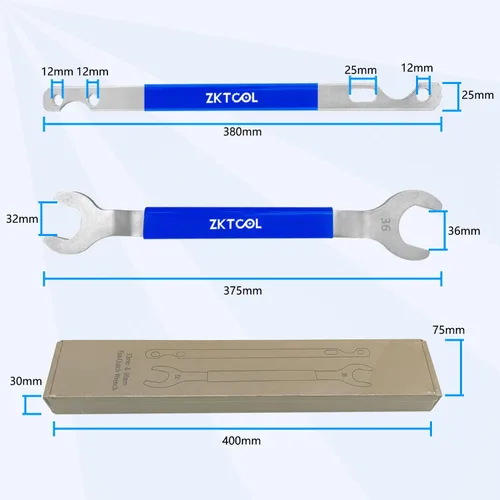 Miniatura 7 de ZKTOOL Juego de llaves para acoplamiento de ventilación, llave de herramienta de ventilador de embrague de 32mm y 36mm, herramienta de remoción